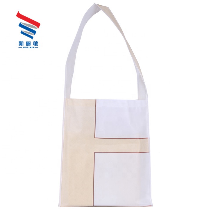 Custom logo promotional long handle cotton canvas tote bag