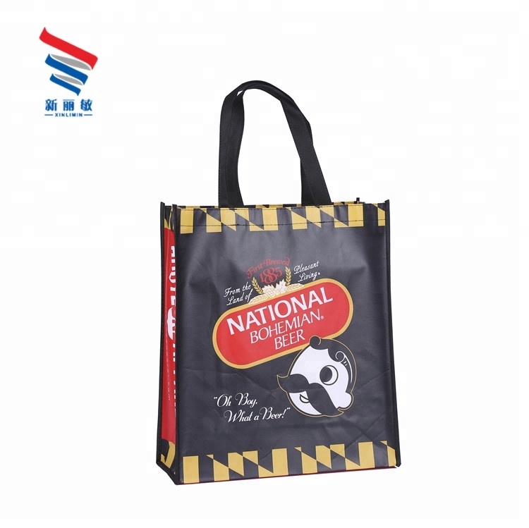Custom guangzhou handed tote gift pp non woven fabric polypropylene shopping bag with lamination