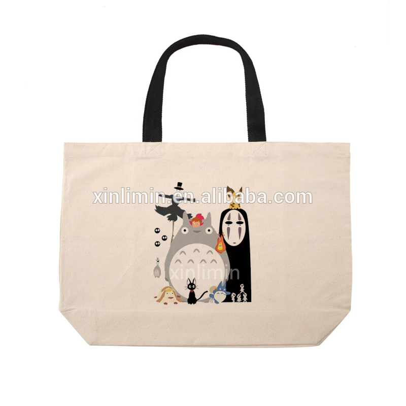 Cotton Canvas Washable Grocery Tote Bag with Long Shoulder