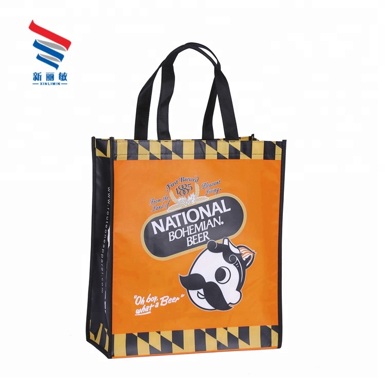 Custom logo print durable tote pp non woven laminated shopping bag