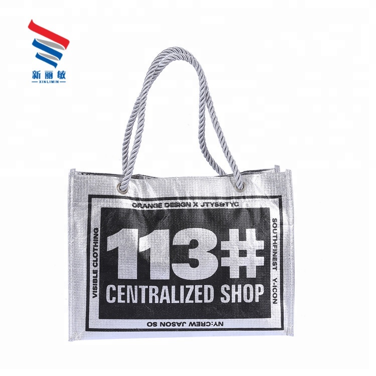 Metallic sliver laminated rope handle pp non-woven shopping bags