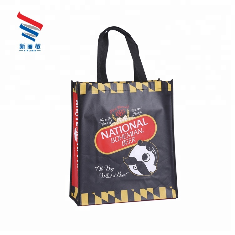 Custom logo printed pp non woven fabric carry shopping bag